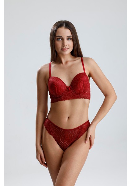 Destekli Dantel Detay Sütyen Takım | Bordo 667 fiyatları
