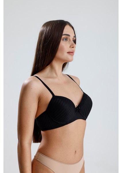 Destekli Dantel Detay Jakarlı Sütyen | Siyah 133 modelleri