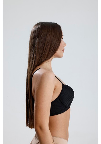 Destekli Dantel Detay Jakarlı Sütyen | Siyah 133 fırsatları