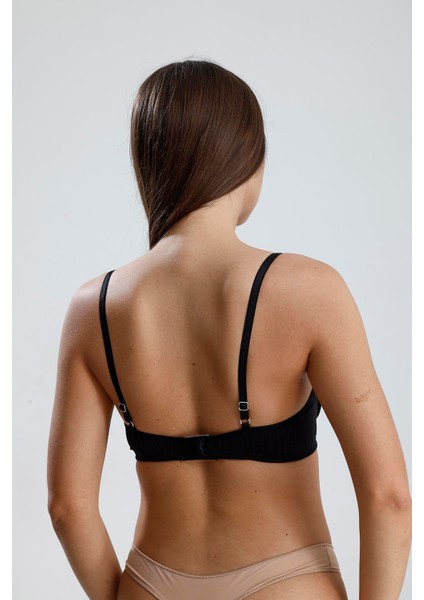 Destekli Dantel Detay Jakarlı Sütyen | Siyah 133 indirimleri