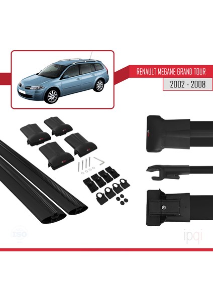 Renault Megane Grand Tour 2002-2008 Arası ile Uyumlu Fly Model Ara Atkı Tavan Barı Siyah 2 Adet indirimleri