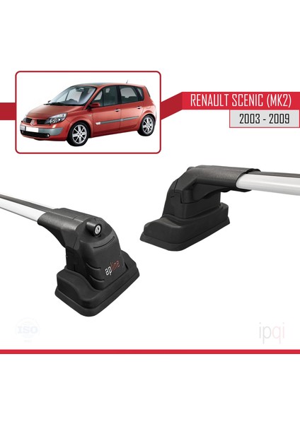 Renault Scenic (Mk2) 2003-2009 Arası ile Uyumlu Ace-3 Ara Atkı Tavan Barı Gri 2 Adet modelleri