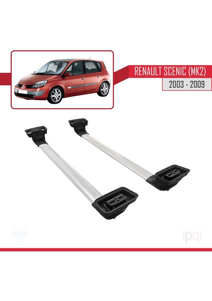 Renault Scenic (Mk2) 2003-2009 Arası ile Uyumlu Ace-3 Ara Atkı Tavan Barı Gri 2 Adet indirimleri