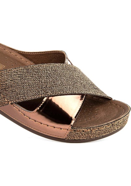 Shayna 33233 Anatomik Kadın Terlik Bronz