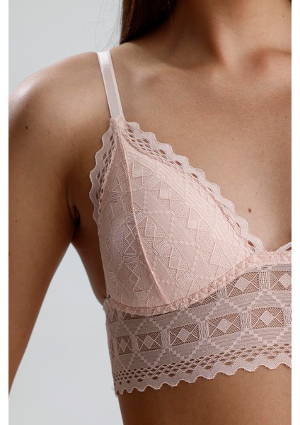 Dantel Detay Bralet Takım | Pudra 282