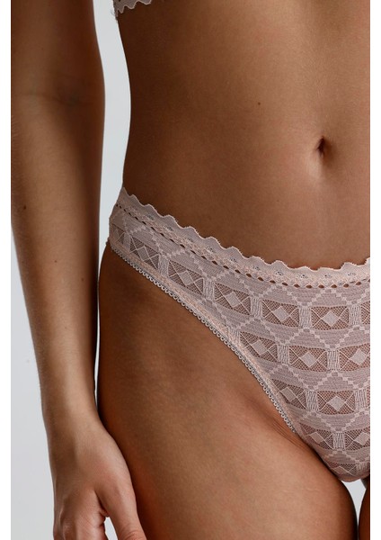 Dantel Detay Bralet Takım | Pudra 282