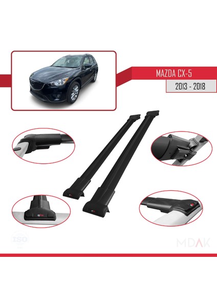 Mazda Cx-5 I (Ke) 2012-2016 Arası ile Uyumlu Fly Model Ara Atkı Tavan Barı Siyah 2 Adet modelleri
