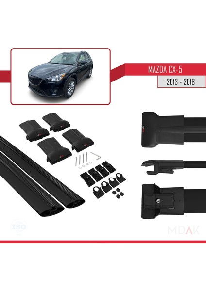 Mazda Cx-5 I (Ke) 2012-2016 Arası ile Uyumlu Fly Model Ara Atkı Tavan Barı Siyah 2 Adet indirimleri
