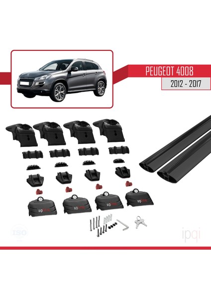 Peugeot 4008 2012-2017 Arası ile Uyumlu Ace-2 Ara Atkı Tavan Barı Siyah 2 Adet indirimleri