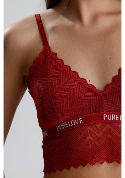 Dantel Detay Bralet Takım | Bordo 285