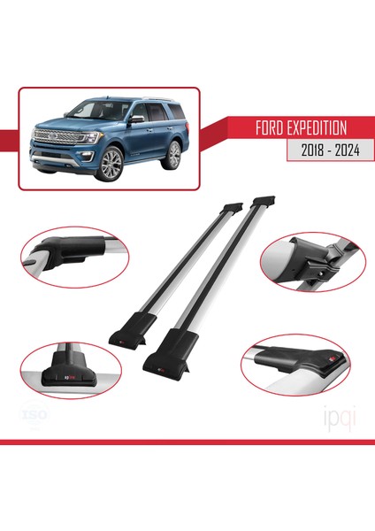 Ford Expedition 2018-2024 Arası ile Uyumlu Fly Model Ara Atkı Tavan Barı Gri 2 Adet modelleri