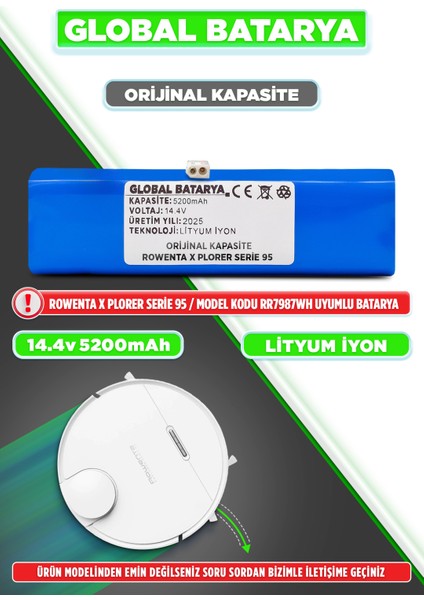 Rowenta X Plorer Serie 95 Uyumlu Batarya 14.4v 5200mah Li-Ion Pil ( Kapasite)