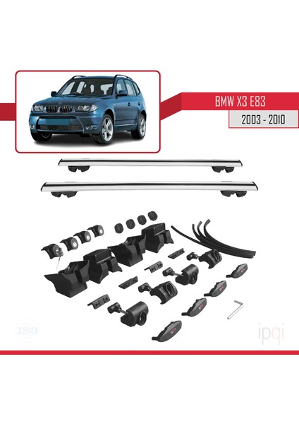 Bmw X3 (E83) 2003-2010 Arası ile Uyumlu Hook Model Ara Atkı Tavan Barı Gri 2 Adet indirimleri
