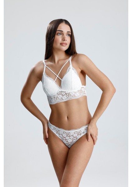 Dantel Detay Bralet Takım | Beyaz 281