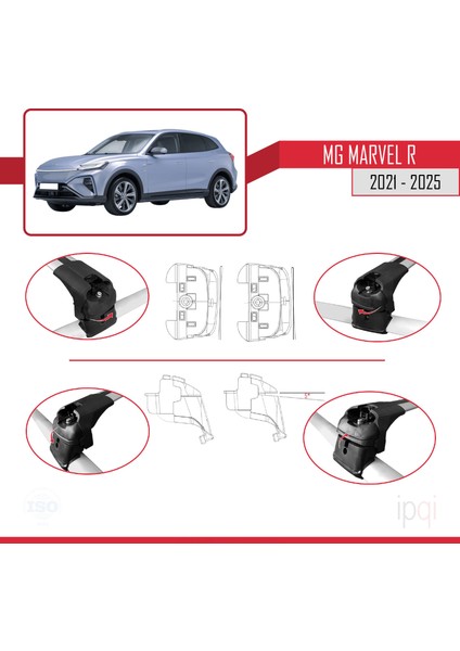 Mg Marvel R 2021-2025 Arası ile Uyumlu Ace-2 Ara Atkı Tavan Barı Gri 2 Adet fırsatları