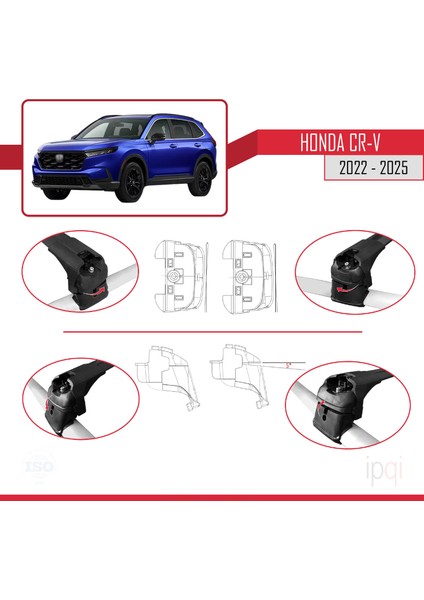 Honda Cr-V 2022-2025 Arası ile Uyumlu Ace-2 Ara Atkı Tavan Barı Siyah 2 Adet fırsatları