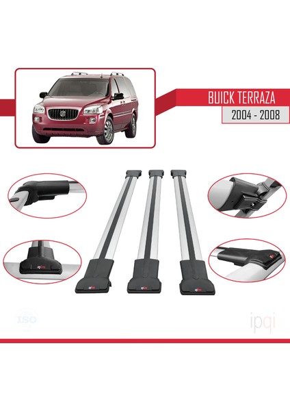 Buick Terraza Cxl 2004-2008 Arası ile Uyumlu Fly Model Ara Atkı Tavan Barı Gri 3 Adet fırsatları