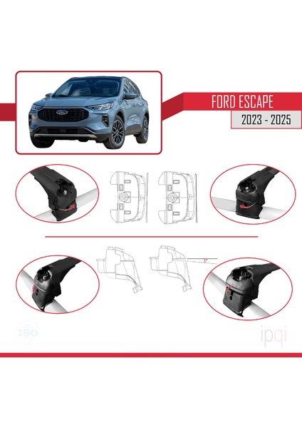 Ford Escape 2023-2025 Arası ile Uyumlu Ace-2 Ara Atkı Tavan Barı Siyah 2 Adet fırsatları