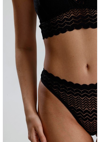 Dantelli Bralet Takım | Siyah 284