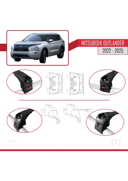 Mitsubishi Outlander 2022-2025 Arası ile Uyumlu Ace-2 Ara Atkı Tavan Barı Siyah 2 Adet fırsatları