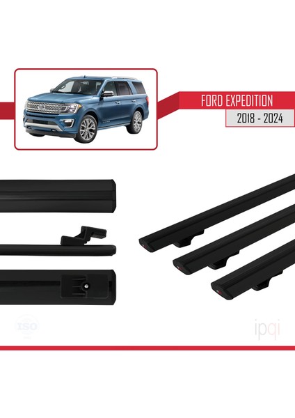 Ford Expedition 2018-2024 Arası ile Uyumlu Basıc Model Ara Atkı Tavan Barı Siyah 3 Adet modelleri