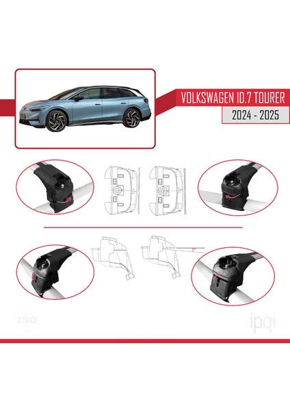 Volkswagen Id.7 Tourer 2024-2025 Arası ile Uyumlu Ace-2 Ara Atkı Tavan Barı Gri 2 Adet fırsatları