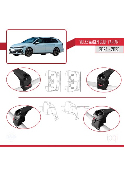Volkswagen Golf Variant 2024-2025 Arası ile Uyumlu Ace-2 Ara Atkı Tavan Barı Siyah 2 Adet fırsatları