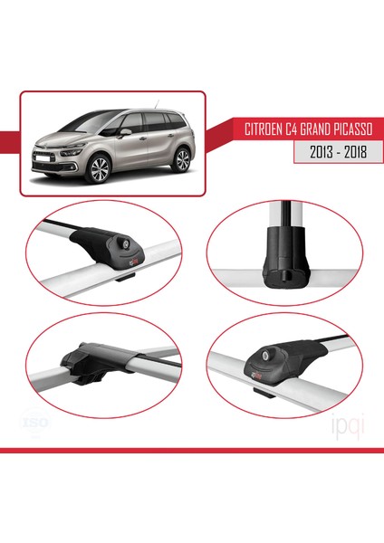 Citroen C4 Grand Picasso 2013-2018 Arası ile Uyumlu Ace-1 Ara Atkı Tavan Barı Gri 3 Adet fırsatları