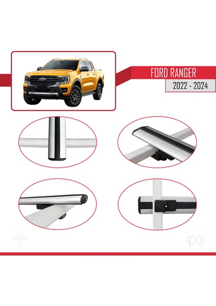 Ford Ranger 2022-2024 Arası ile Uyumlu Basıc Model Ara Atkı Tavan Barı Gri 3 Adet fırsatları