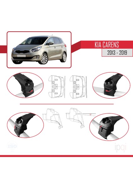 Kia Carens 2013-2019 Arası ile Uyumlu Ace-2 Model Ara Atkı Tavan Barı Siyah 2 Adet fırsatları