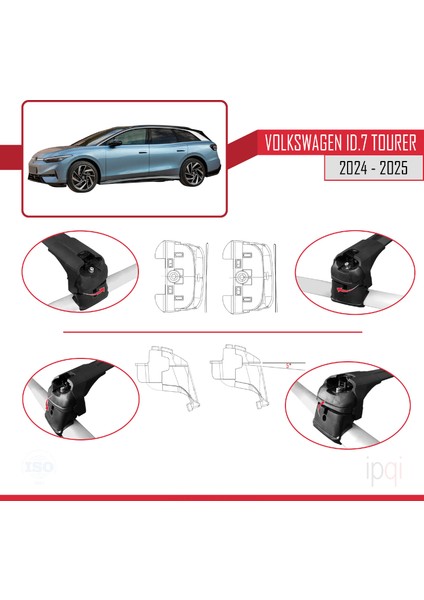 Volkswagen Id.7 Tourer 2024-2025 Arası ile Uyumlu Ace-2 Ara Atkı Tavan Barı Siyah 2 Adet fırsatları
