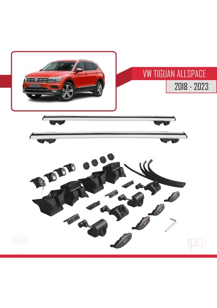 Volkswagen Tiguan Allspace (Bw) 2018-2023 Arası ile Uyumlu Hook Model Ara Atkı Tavan Barı Gri 2 Adet indirimleri