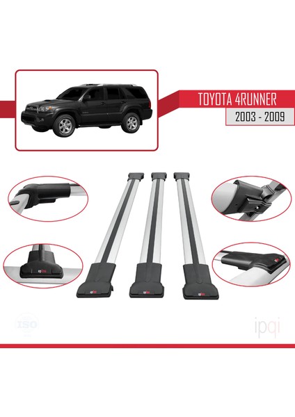 Toyota 4runner 2003-2009 Arası ile Uyumlu Fly Model Ara Atkı Tavan Barı Gri 3 Adet fırsatları