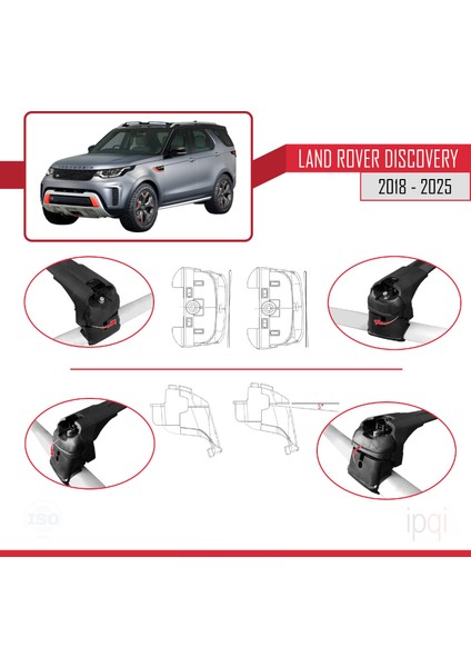 Land Rover Discovery Svx 2018-2025 Arası ile Uyumlu Ace-2 Ara Atkı Tavan Barı Siyah 2 Adet fırsatları
