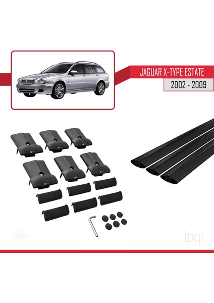 Jaguar X-Type Estate 2002-2009 Arası ile Uyumlu Fly Model Ara Atkı Tavan Barı Siyah 3 Adet indirimleri