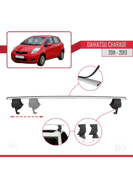 Daihatsu Charade 2011-2013 Arası ile Uyumlu Ace-4 Ara Atkı Tavan Barı Gri 2 Adet modelleri