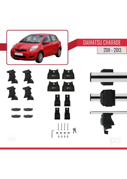 Daihatsu Charade 2011-2013 Arası ile Uyumlu Ace-4 Ara Atkı Tavan Barı Gri 2 Adet indirimleri