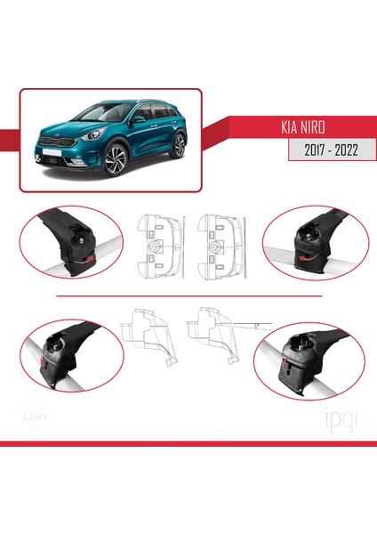 Kia Niro (De) 2017-2022 Arası ile Uyumlu Ace-2 Ara Atkı Tavan Barı Siyah 2 Adet indirimleri