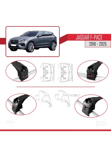 Jaguar F-Pace (X761) 2016-2025 Arası ile Uyumlu Ace-2 Ara Atkı Tavan Barı Siyah 2 Adet fırsatları