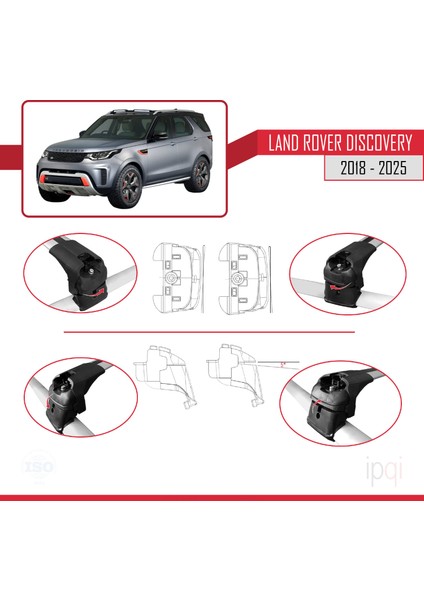 Land Rover Discovery Svx 2018-2025 Arası ile Uyumlu Ace-2 Ara Atkı Tavan Barı Gri 2 Adet fırsatları