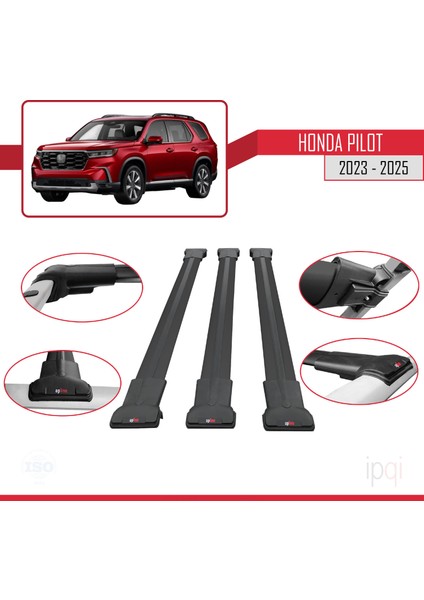 Honda Pilot 2023-2025 Arası ile Uyumlu Fly Model Ara Atkı Tavan Barı Siyah 3 Adet fırsatları
