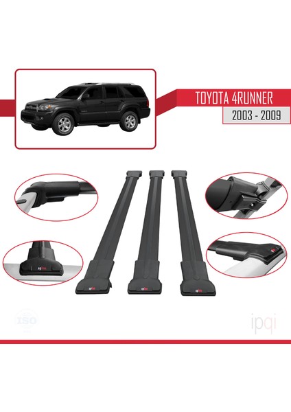 Toyota 4runner 2003-2009 Arası ile Uyumlu Fly Model Ara Atkı Tavan Barı Siyah 3 Adet fırsatları