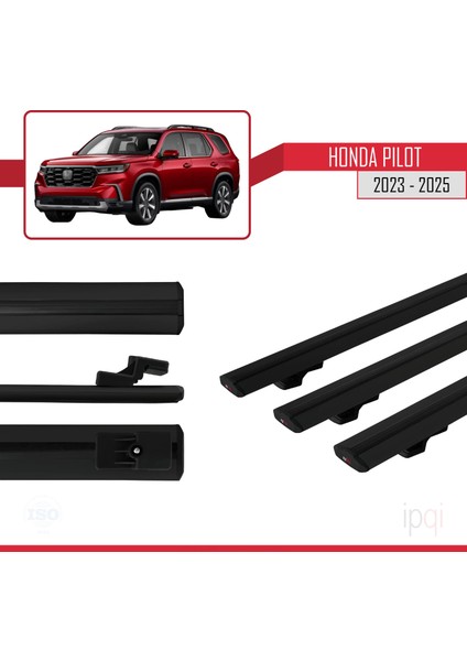 Honda Pilot 2023-2025 Arası ile Uyumlu Basıc Model Ara Atkı Tavan Barı Siyah 3 Adet modelleri