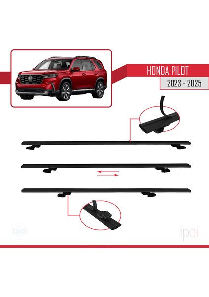 Honda Pilot 2023-2025 Arası ile Uyumlu Basıc Model Ara Atkı Tavan Barı Siyah 3 Adet indirimleri