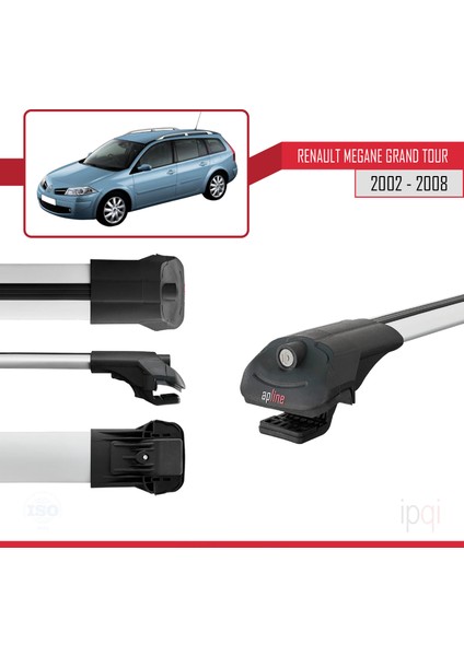 Renault Megane Grand Tour 2002-2008 Arası ile Uyumlu Ace-1 Ara Atkı Tavan Barı Gri 2 Adet modelleri