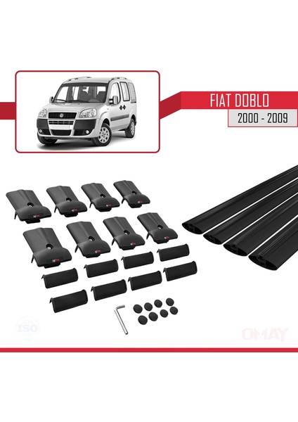 Fiat Doblo 2000-2009 Arası ile Uyumlu Fly Model Ara Atkı Tavan Barı Siyah 4 Adet indirimleri