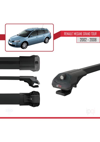 Renault Megane Grand Tour 2002-2008 Arası ile Uyumlu Ace-1 Ara Atkı Tavan Barı Siyah 2 Adet modelleri