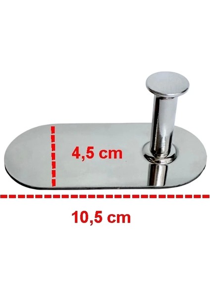 Thincal Kendinden Yapışkanlı Askılık Tekli Oval Krom 4 Lü Paket