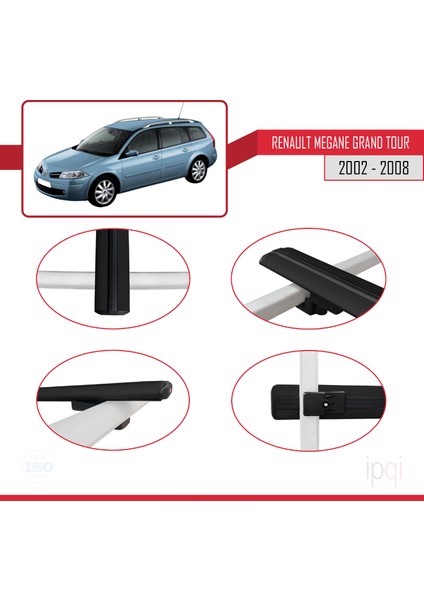 Renault Megane Grand Tour 2002-2008 Arası ile Uyumlu Basıc Model Ara Atkı Tavan Barı Siyah 2 Adet fırsatları