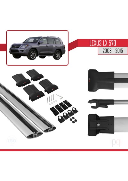 Lexus Lx 570 2008-2015 Arası ile Uyumlu Fly Model Ara Atkı Tavan Barı Gri 2 Adet indirimleri